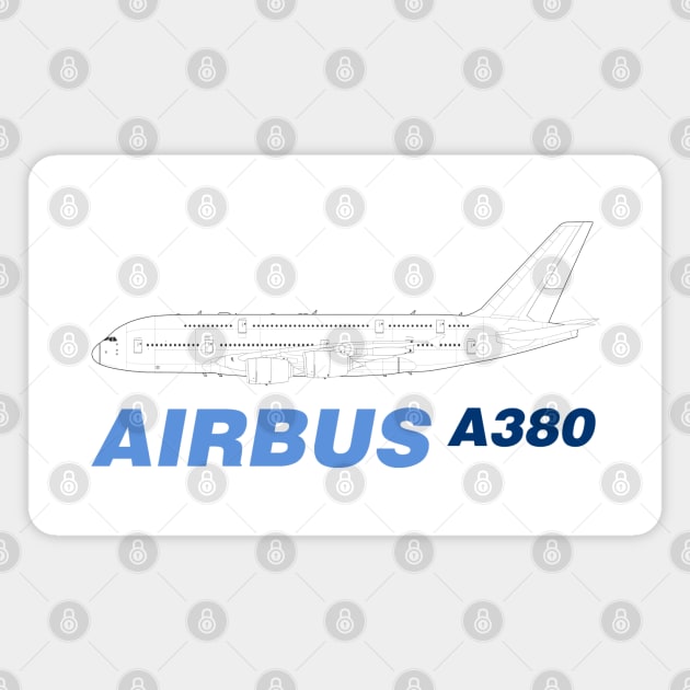 Airbus A380 Line Drawing Magnet by SteveHClark